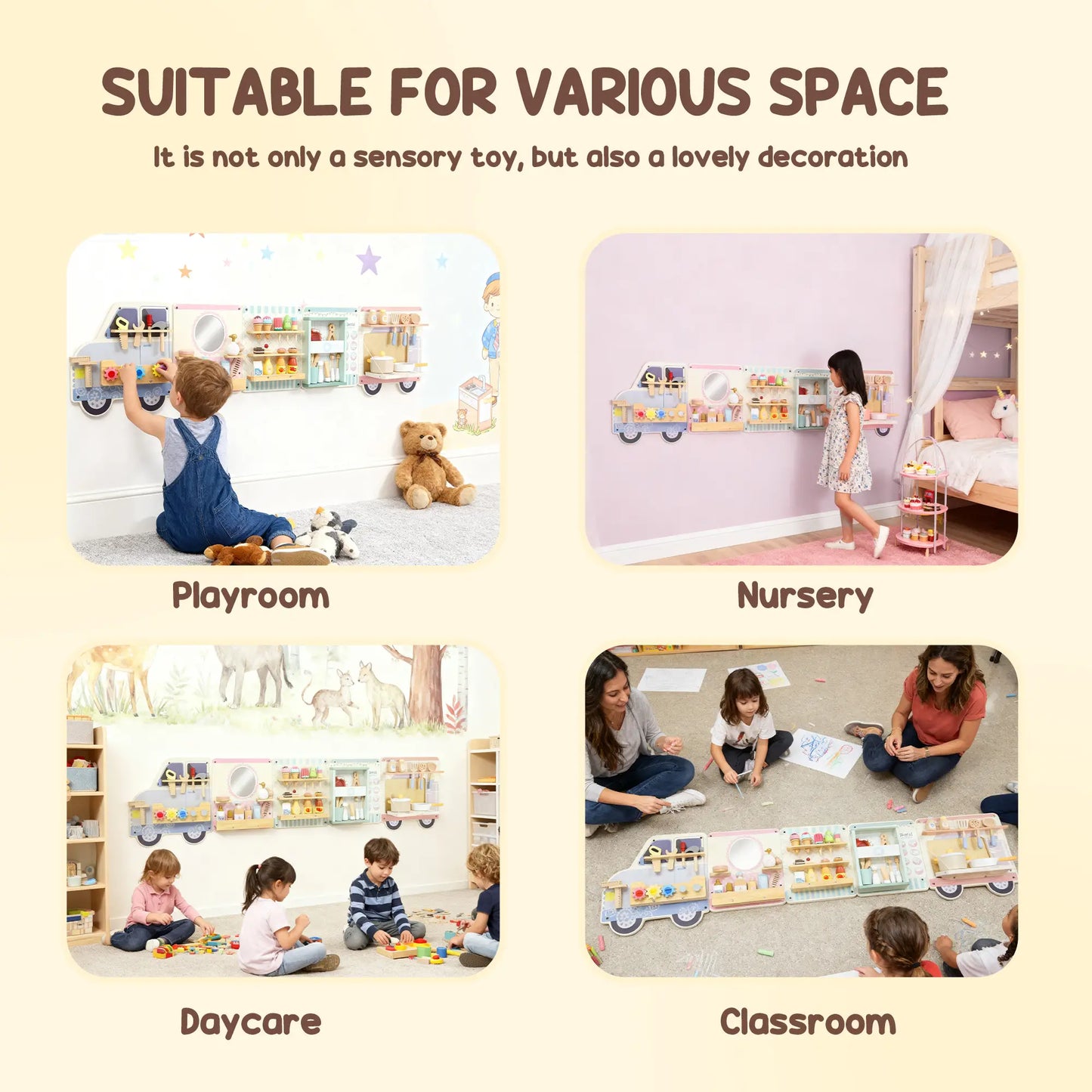 Wall Busy Board, 5 Activities Sensory Toy for Kids 3+ Years Toy Playsets at Gallery Canada