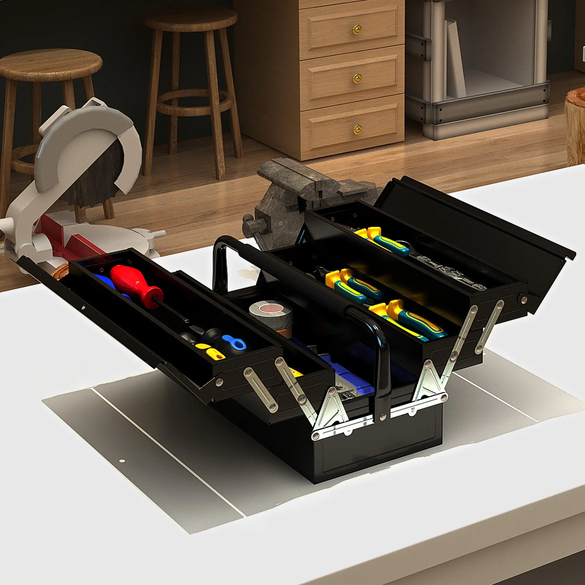 18 Inches Metal Tool Box, 5-Tray Cantilever Steel Chest, Black Tool Organizers at Gallery Canada