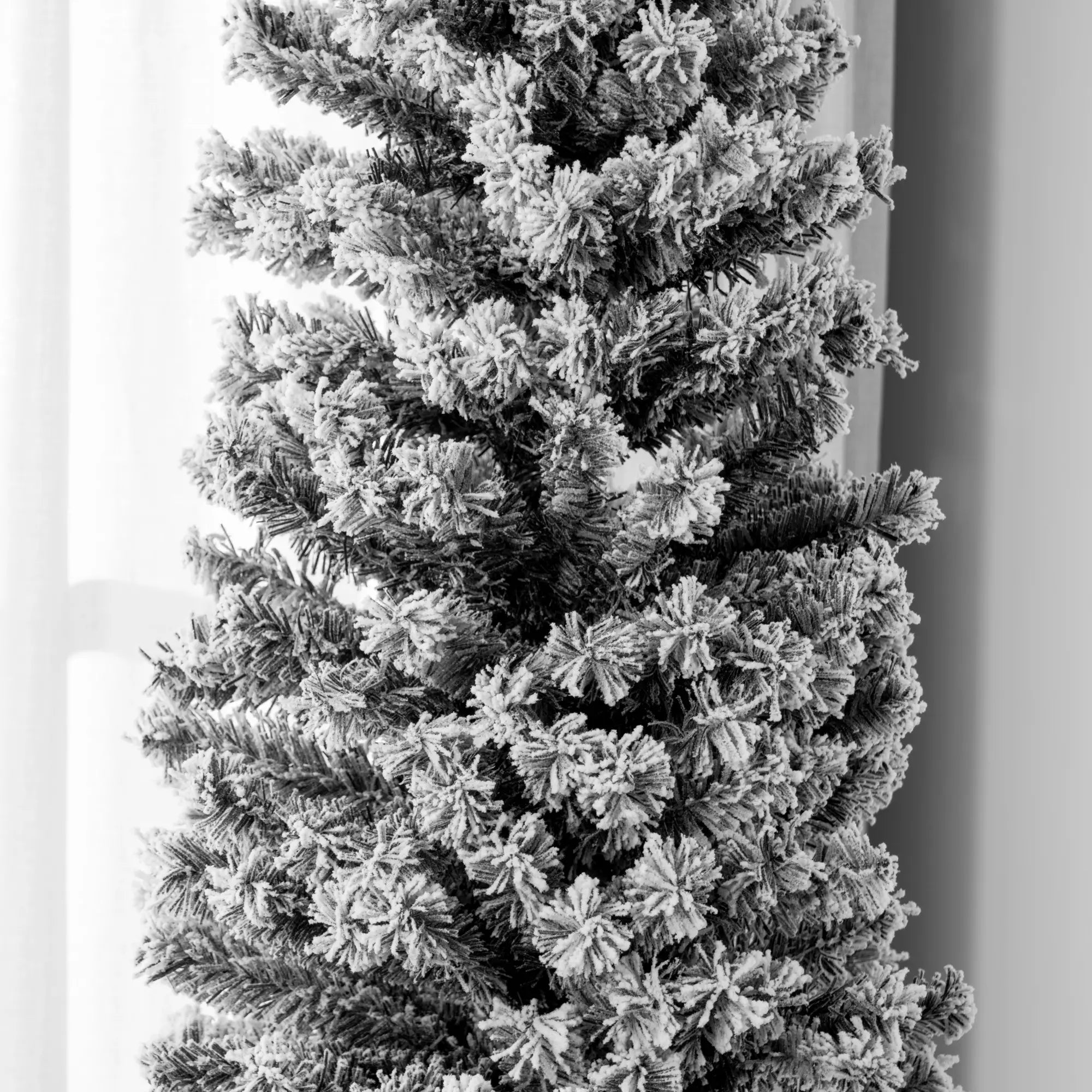 7.5ft Flocked Pencil Christmas Tree, Realistic Branch Tips, Black Flocked Christmas Trees at Gallery Canada