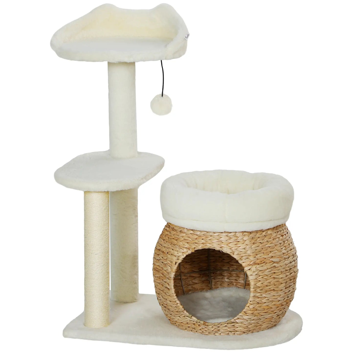 31" Cat Tree Tower, Scratching Posts, Condo, Beds, Platform, Toy Ball, Cream White Cat Towers Cream at Gallery Canada