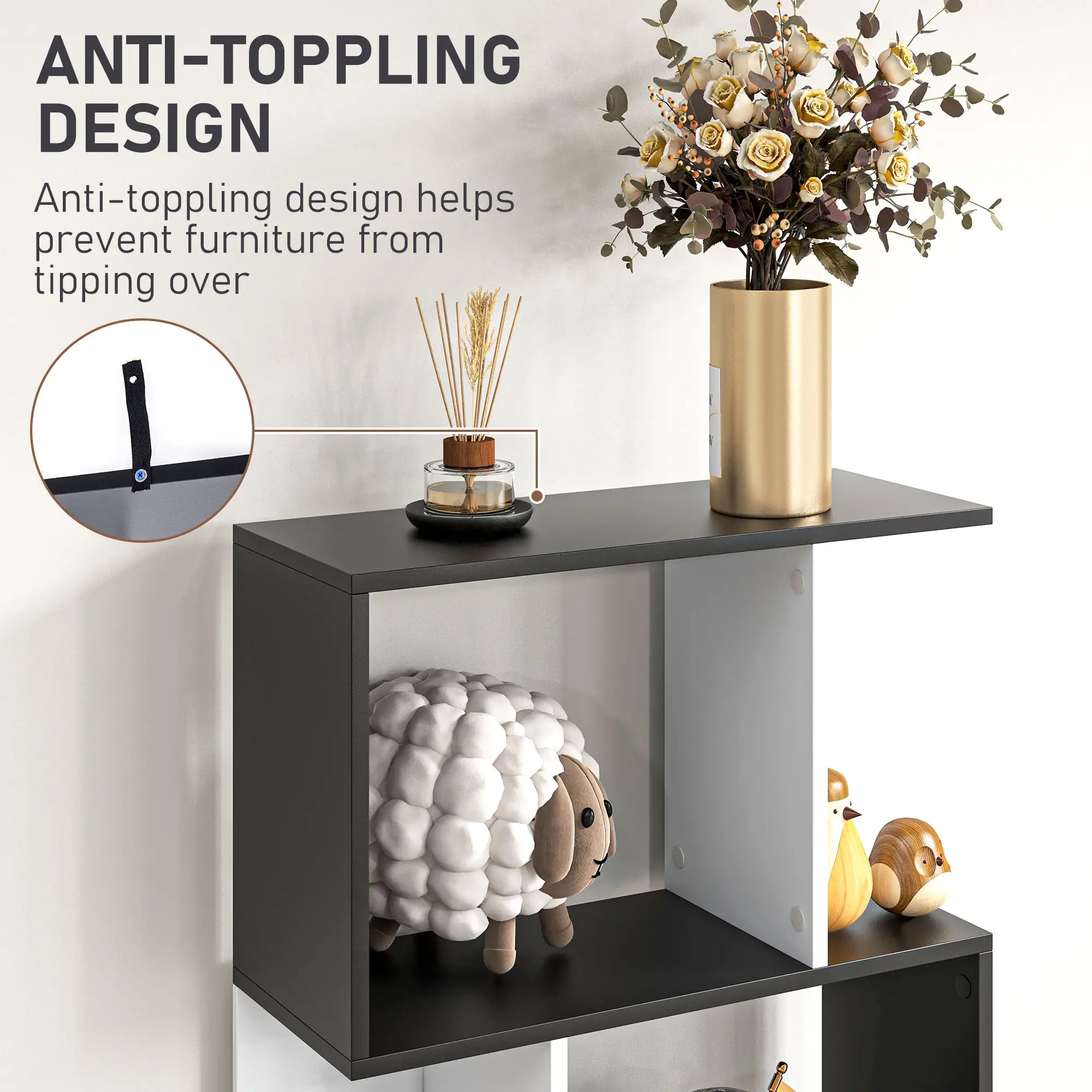 Modern Bookcase 5-Tier Display Shelf, Room Divider, Black Display Bookshelves at Gallery Canada