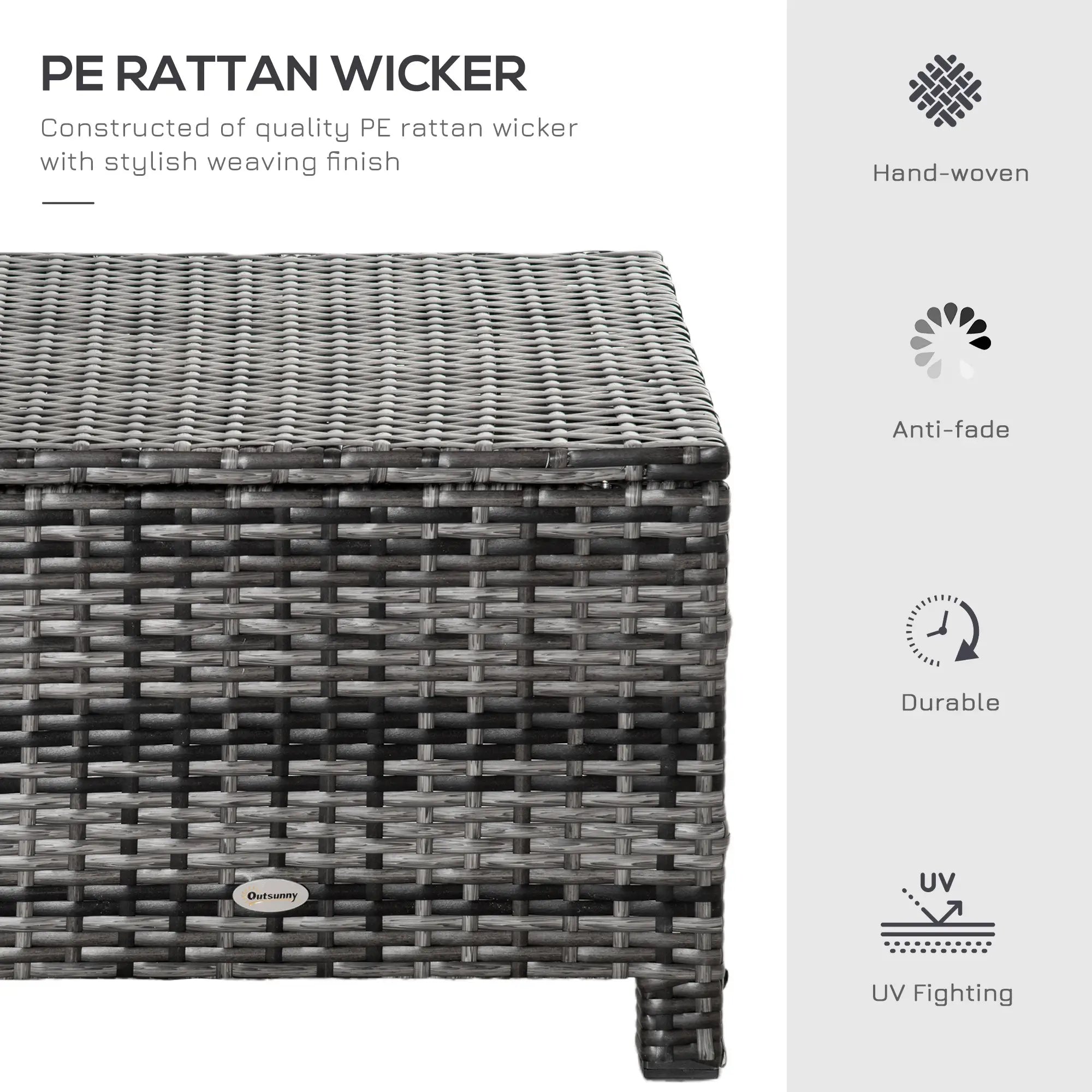 Patio Rattan Ottoman, Outdoor Wicker Footrest with Cushion, Metal Frame, Grey Patio Furniture Sets at Gallery Canada