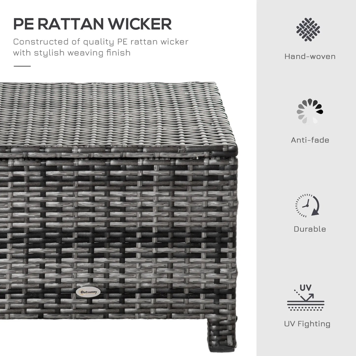 Patio Rattan Ottoman, Outdoor Wicker Footrest with Cushion, Metal Frame, Grey Patio Furniture Sets at Gallery Canada