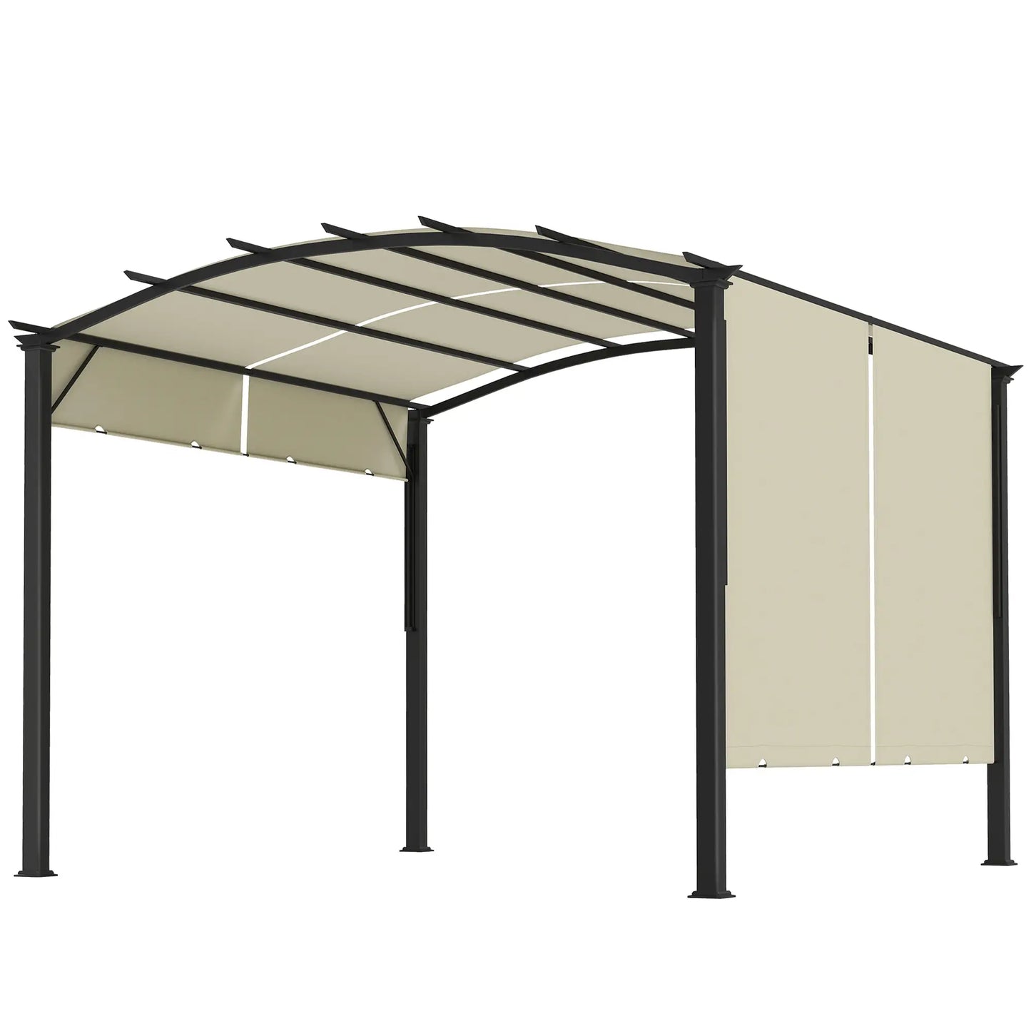 11' x 11' Retractable Pergola Canopy, Patio Backyard, Beige Pergolas Beige, Black at Gallery Canada