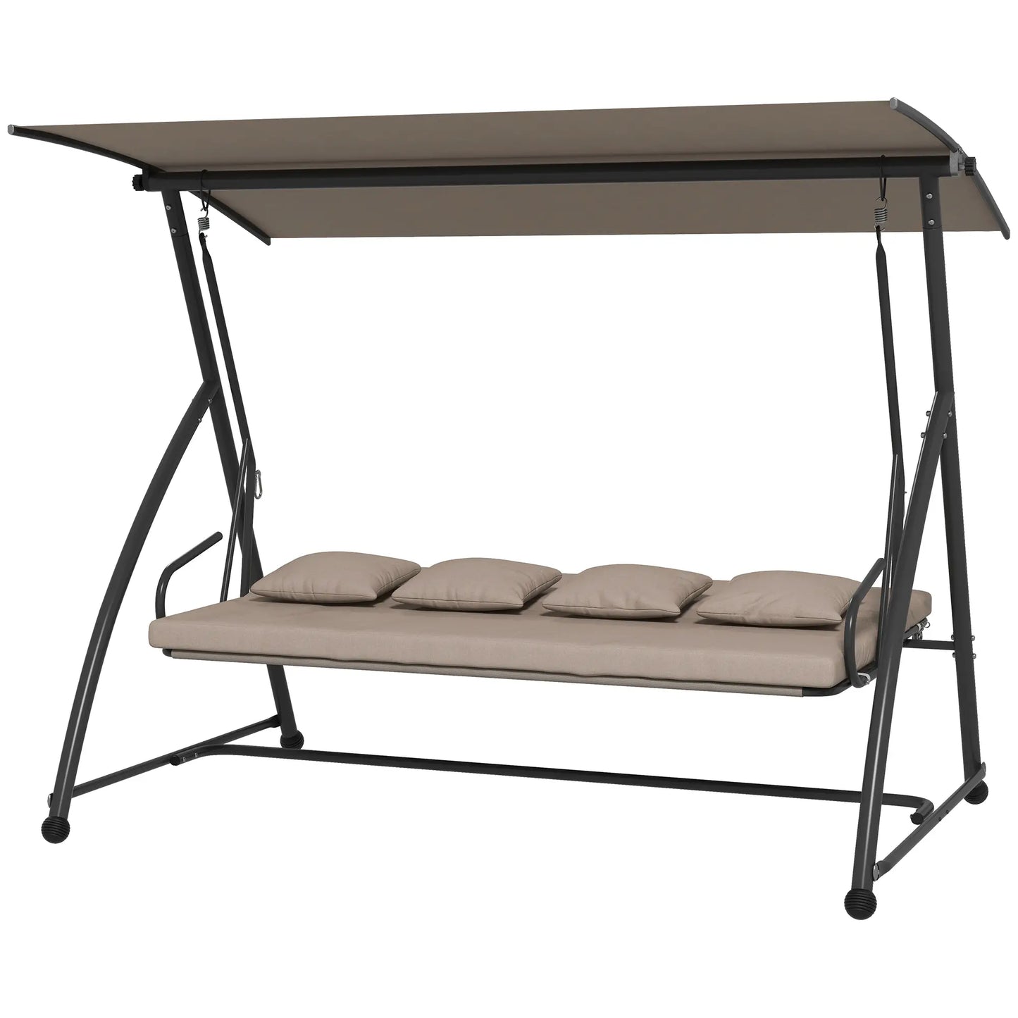 3 Seater Porch Swing, Convertible Chair Bed, Light Brown Patio Swings with Stand Light Brown at Gallery Canada