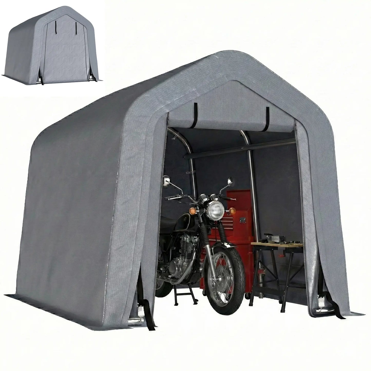 8' x 6' Carport, Sidewalls Roll-Up Door, Outdoor Storage Shelter, Dark Grey Car Shelters at Gallery Canada