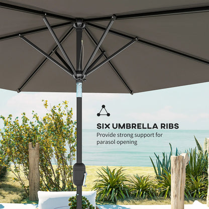 Patio Sun Umbrella, Outdoor Parasol, 6 Ribs, Dark Grey Sun Umbrellas at Gallery Canada