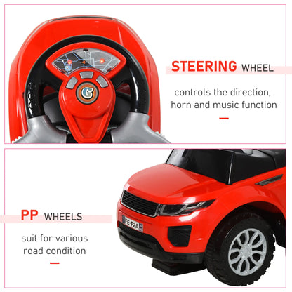 3 In 1 Ride On Push Car, Toddler Sliding Walking Car, Red