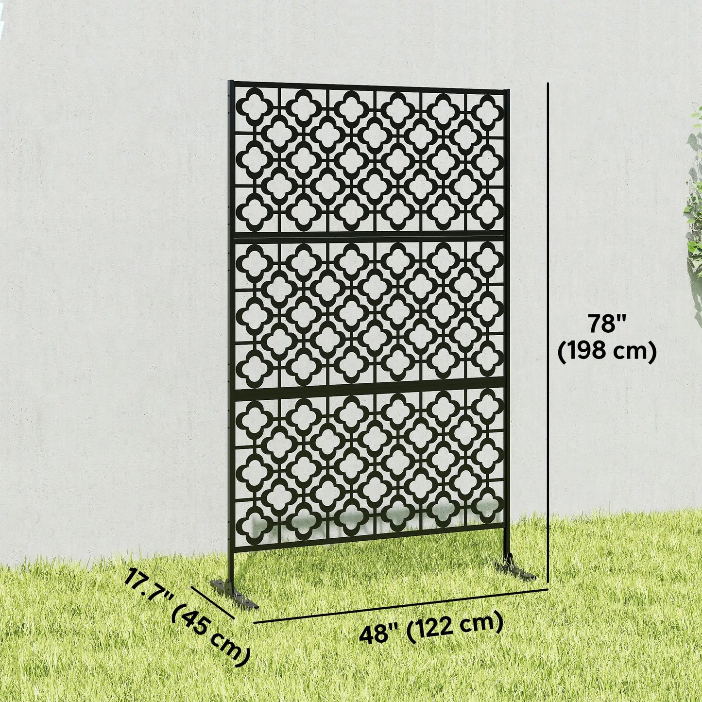 Metal Outdoor Privacy Screen, Freestanding Divider, 78" x 48", Black Side Awnings at Gallery Canada