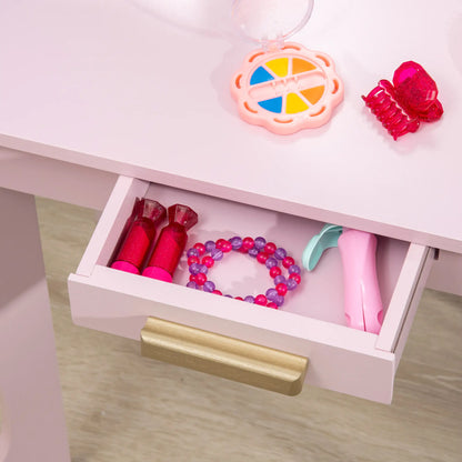 Kids Dressing Table and Chair Set, Makeup Desk with Drawer, 3-6 Years, Pink Kids Bedroom Furniture at Gallery Canada