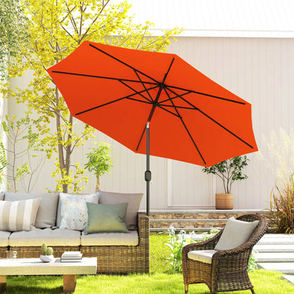 Parasol de marché rond 10' x 8', parasol de patio avec inclinaison à manivelle, orange