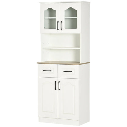 66" Kitchen Pantry Cabinet, Freestanding, 2 Adjustable Shelves, 2 Drawers, White Kitchen Pantry Cabinets at Gallery Canada