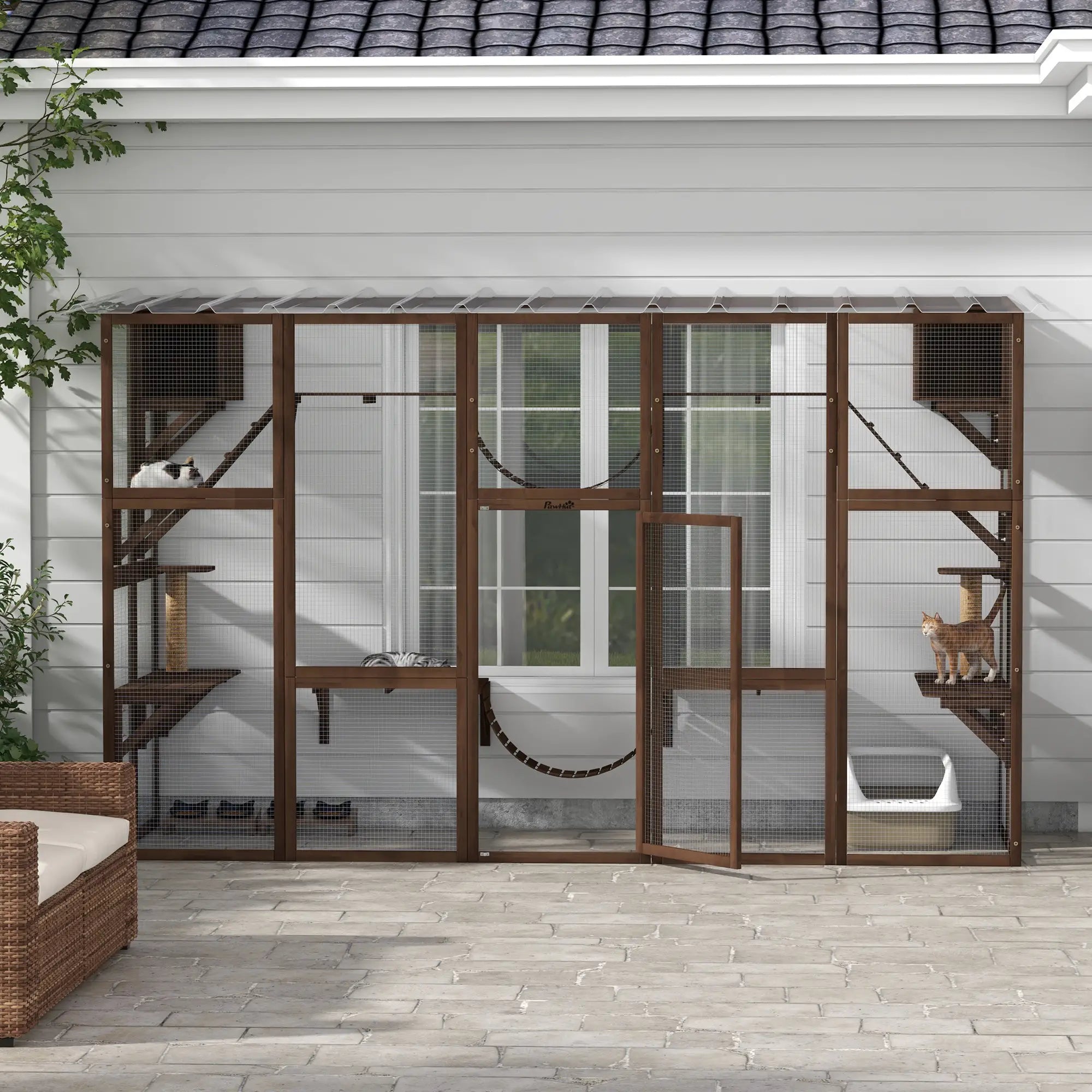 Large Outdoor Catio, Condos, Platforms, Doors, Ladders, Weather-Resistant Roof, Espresso Outdoor Cat Enclosures at Gallery Canada