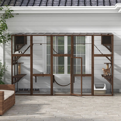 Large Outdoor Catio, Condos, Platforms, Doors, Ladders, Weather-Resistant Roof, Espresso Outdoor Cat Enclosures at Gallery Canada