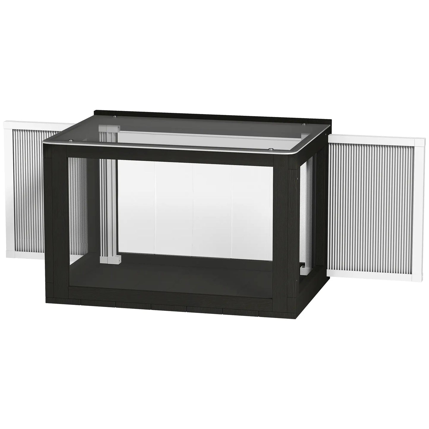 Outdoor Cat Enclosure, Adjustable Cat House, Waterproof Top, 24" x18.5" x16.1", Black White Outdoor Cat Enclosures Black, White at Gallery Canada