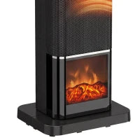 Chauffage électrique céramique 1500W, effet flamme, thermostat, oscillation, minuterie