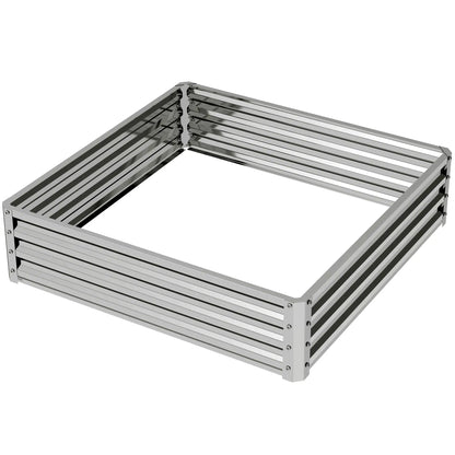4' x 4' x 1' Galvanized Steel Raised Garden Bed, Vegetables, Flowers, Herbs, Silver Raised Garden Beds Silver at Gallery Canada