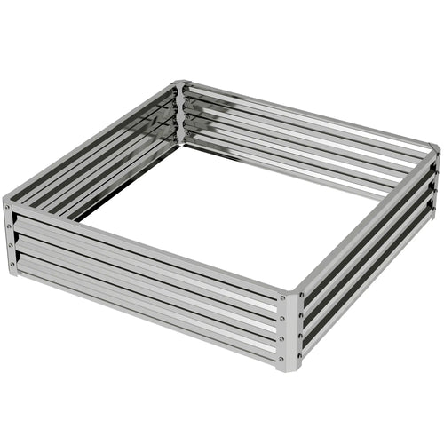 4' x 4' x 1' Galvanized Steel Raised Garden Bed, Vegetables, Flowers, Herbs, Silver