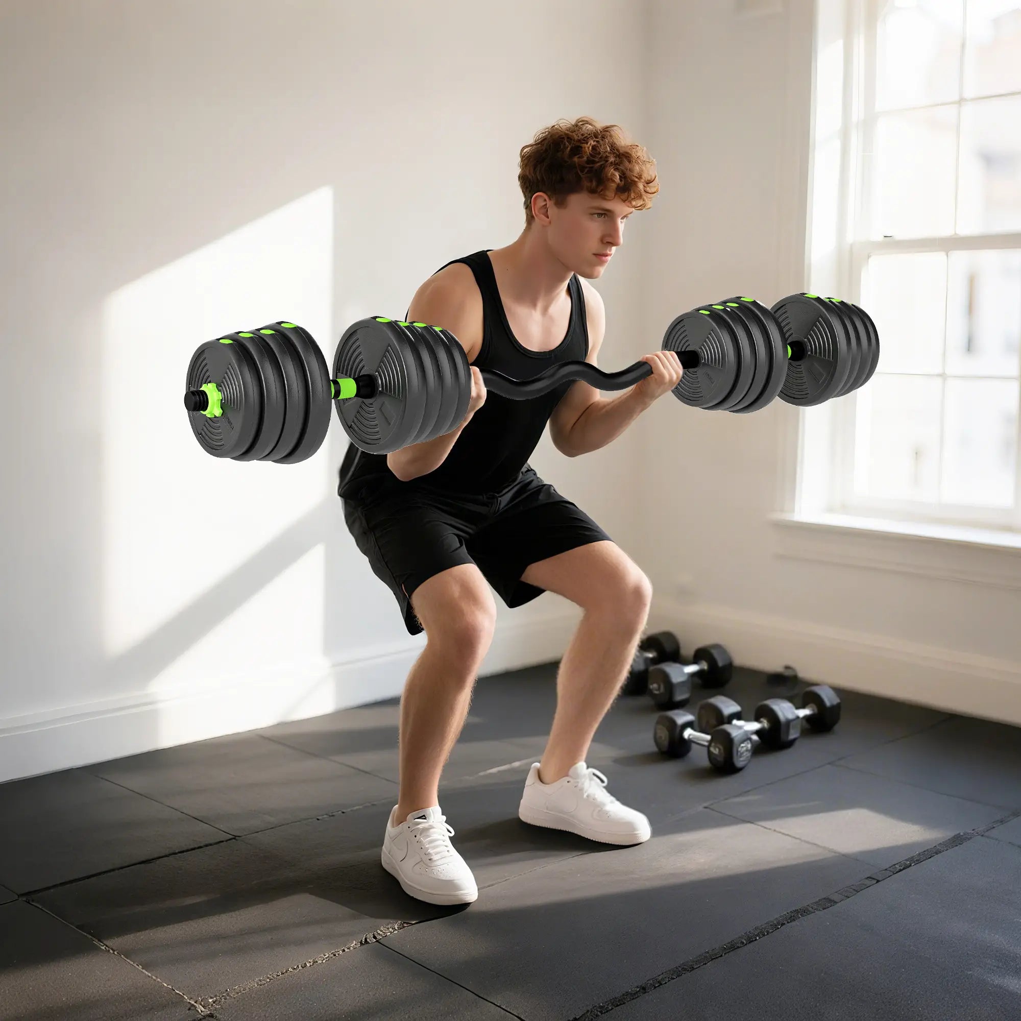 Adjustable Dumbbell Set, 3 in 1 Weights, 66lb with Connector, Non-Slip Grip Dumbbells & Barbells at Gallery Canada