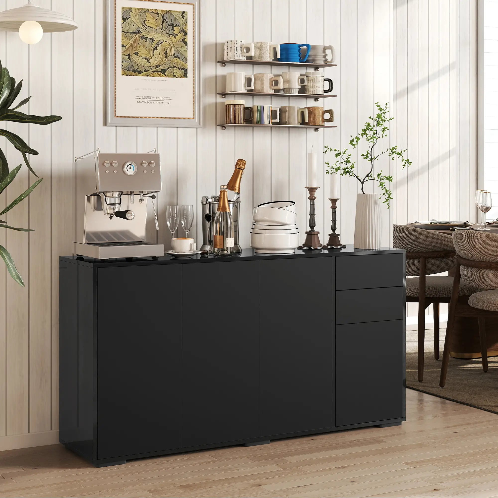 Kitchen Sideboard Storage Cabinet, Modern Coffee Bar, Black Bar Cabinets at Gallery Canada