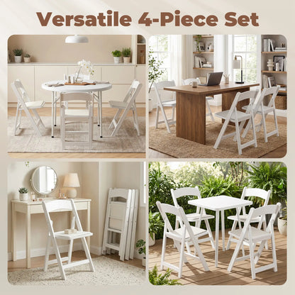 4 Pack Folding Chairs, Foldable Resin Chair with Padded Seat, Portable Indoor Outdoor Seat for Office Events Dining Dining Chairs at Gallery Canada