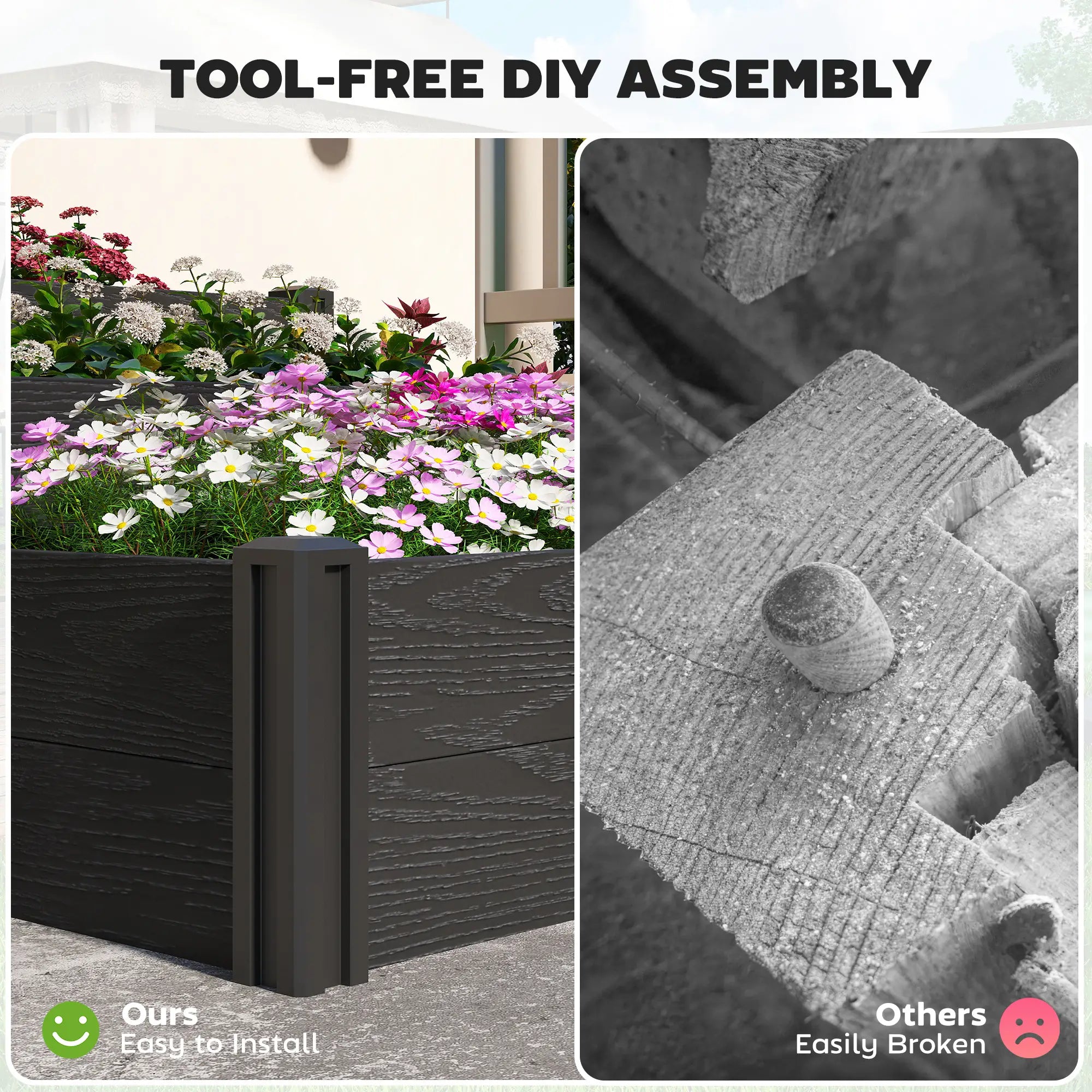 Vinyl Raised Garden Bed Kit, 3-Tier Elevated Garden Box, Outdoor Planter Wooden Planter Boxes at Gallery Canada