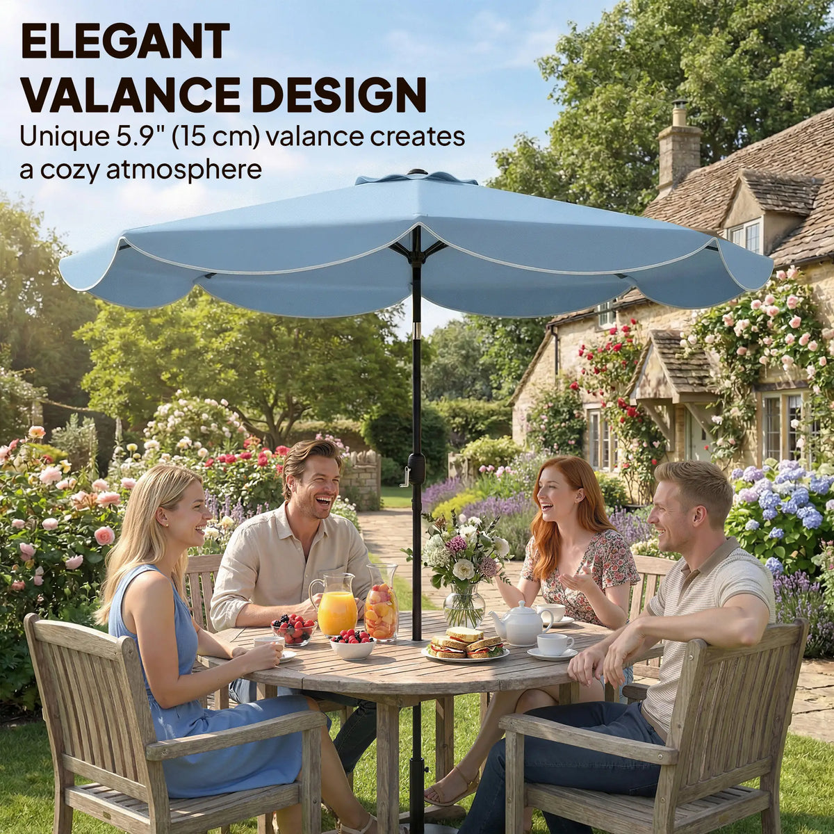 9' x 9' Round Market Umbrella, Tilt Crank, Patio Garden Poolside, Sky Blue Sun Umbrellas at Gallery Canada