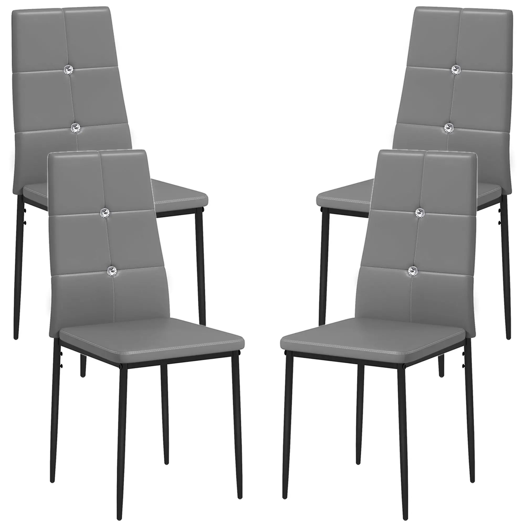 Modern Dining Chairs Set of 4, Upholstered Seat, Steel Legs, Grey Bar Stools at Gallery Canada