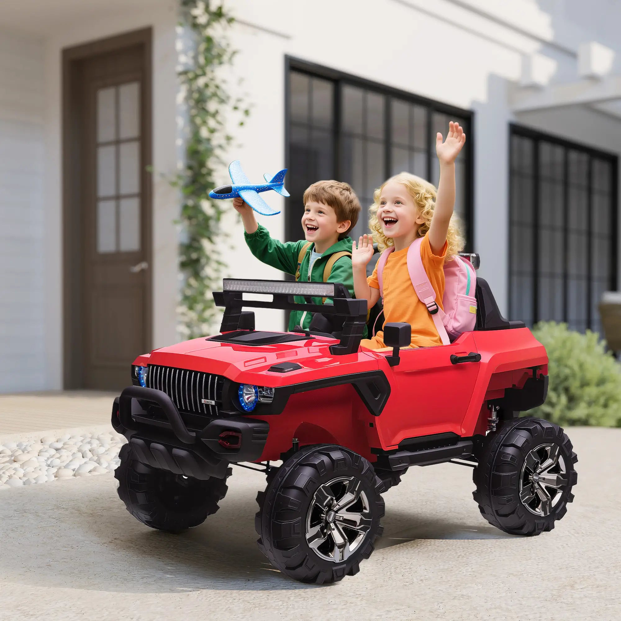 2-Seater Kids Ride On Police Car, 12V 7AH, Red Electric Toy Cars at Gallery Canada