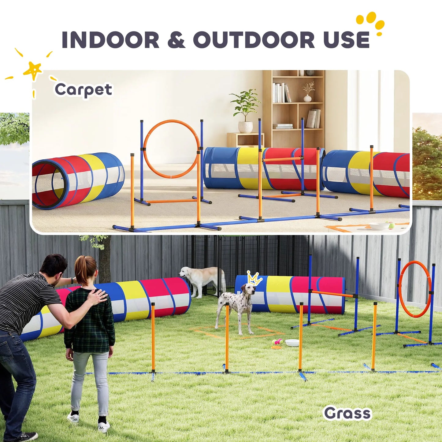 Dog Agility Training Equipment, 11-Piece Obstacle Course, Adjustable Hurdle, Ring, Tunnels, Weave Poles Dog Agility Training Equipment at Gallery Canada