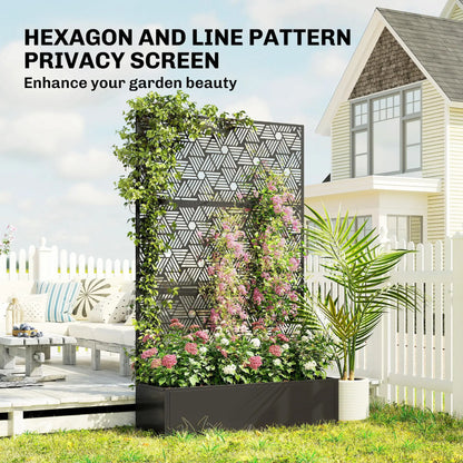Metal Planter Box With Trellis, 70" Tall Raised Garden Bed, Hexagon Line Cut-Out Galvanized Planter Boxes at Gallery Canada