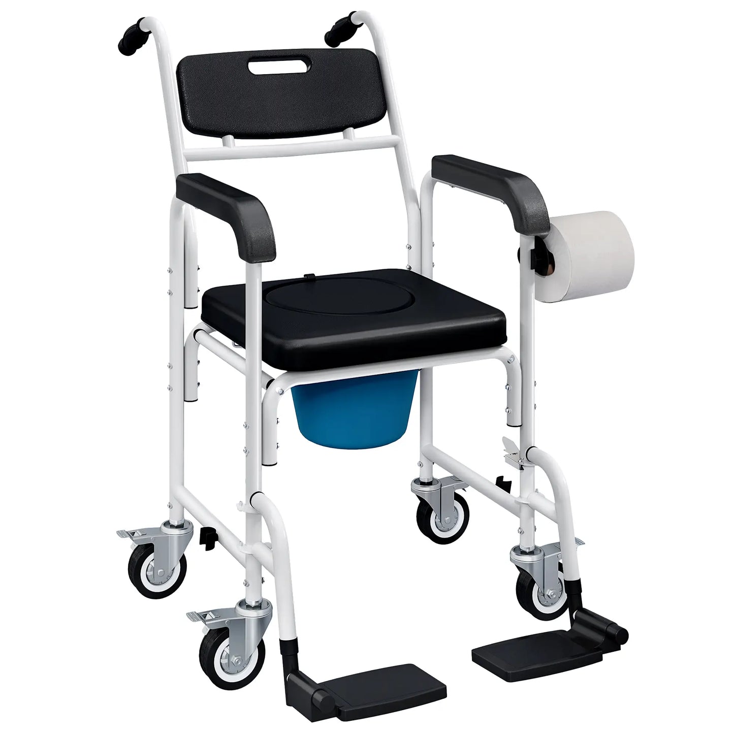 Rolling Shower Wheelchair, Bedside Commode Chair with Locking Wheels, Black Bath Chairs at Gallery Canada