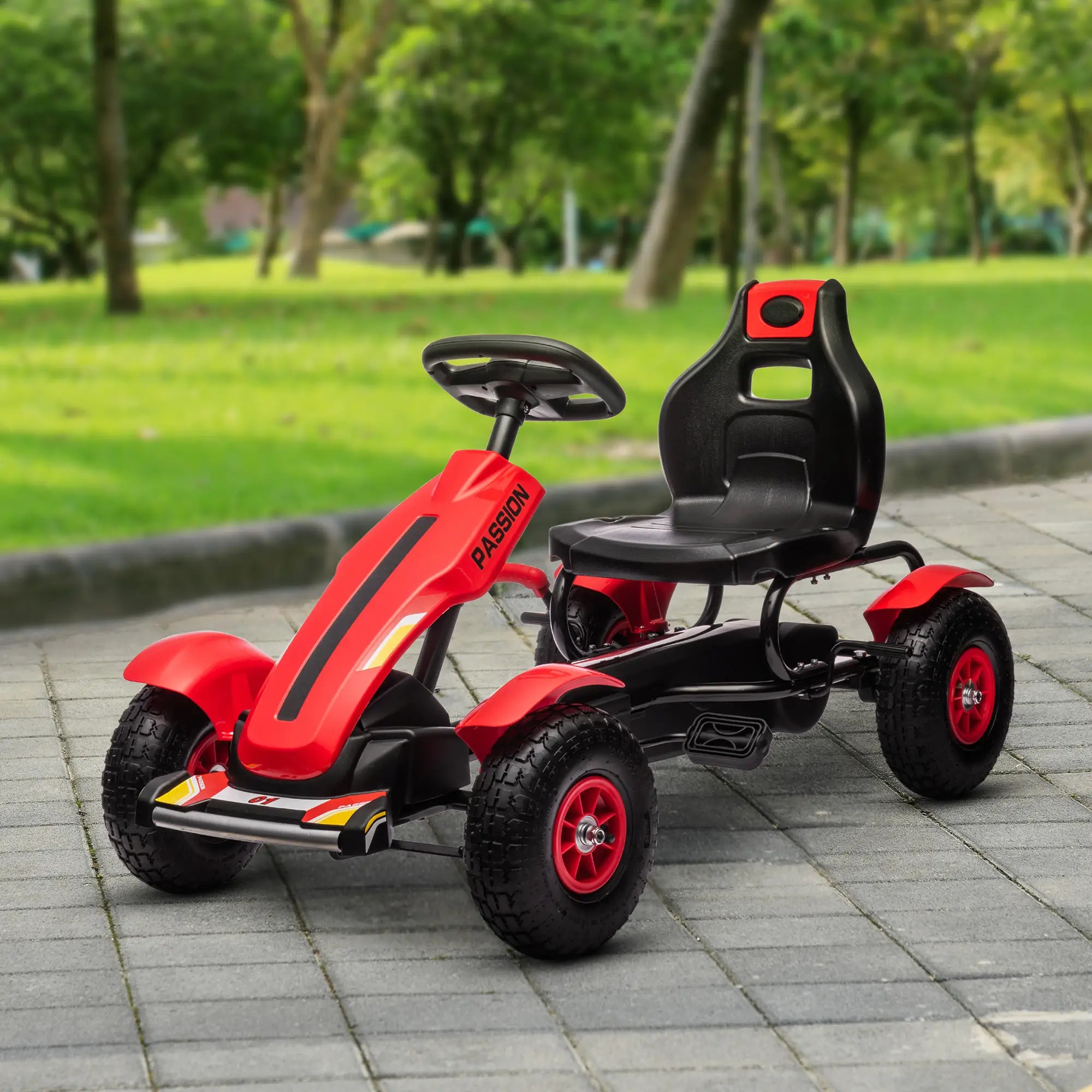 Kids Pedal Go Kart, Adjustable Bucket, Handbrake, 4 Rubber Wheels, Red Pedal Go Karts for Kids at Gallery Canada