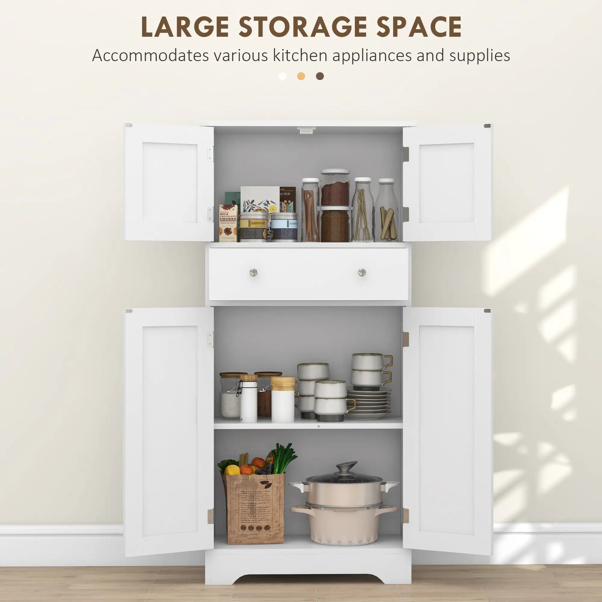 50.5" Kitchen Cabinet, 4 Doors, Drawer, Adjustable Shelf, White Kitchen Pantry Cabinets at Gallery Canada