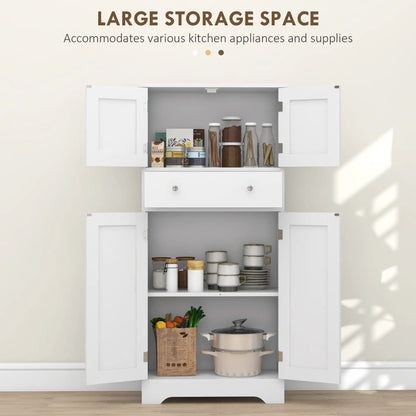 50.5" Kitchen Cabinet, 4 Doors, Drawer, Adjustable Shelf, White Kitchen Pantry Cabinets at Gallery Canada