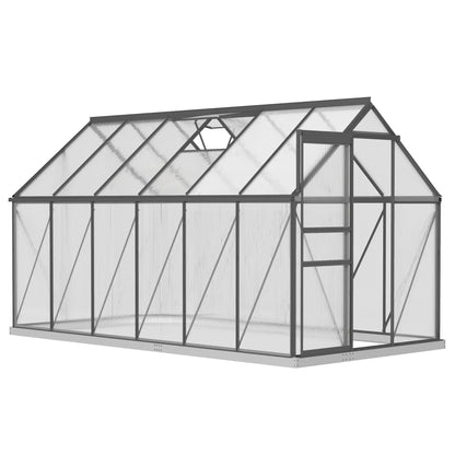 6' x 12' x 6.5' Polycarbonate Greenhouse, Walk-in, Adjustable Roof Vent, Sliding Door, Charcoal Grey Walk In Greenhouses Clear, Charcoal Grey at Gallery Canada