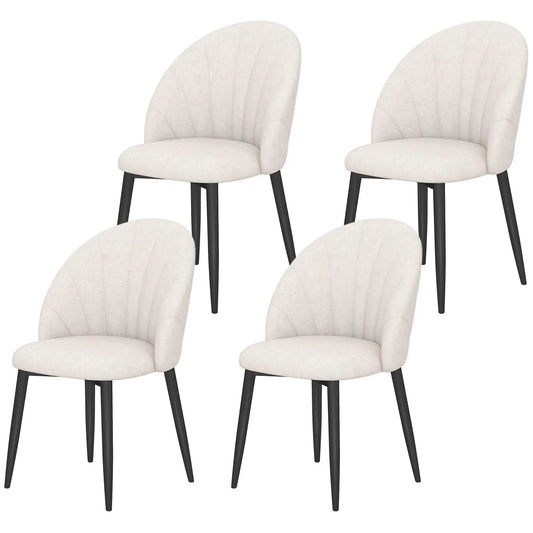 Modern Dining Chairs Set of 4, Upholstered, Metal Legs, Cream White Dining Chairs Cream White, Black at Gallery Canada