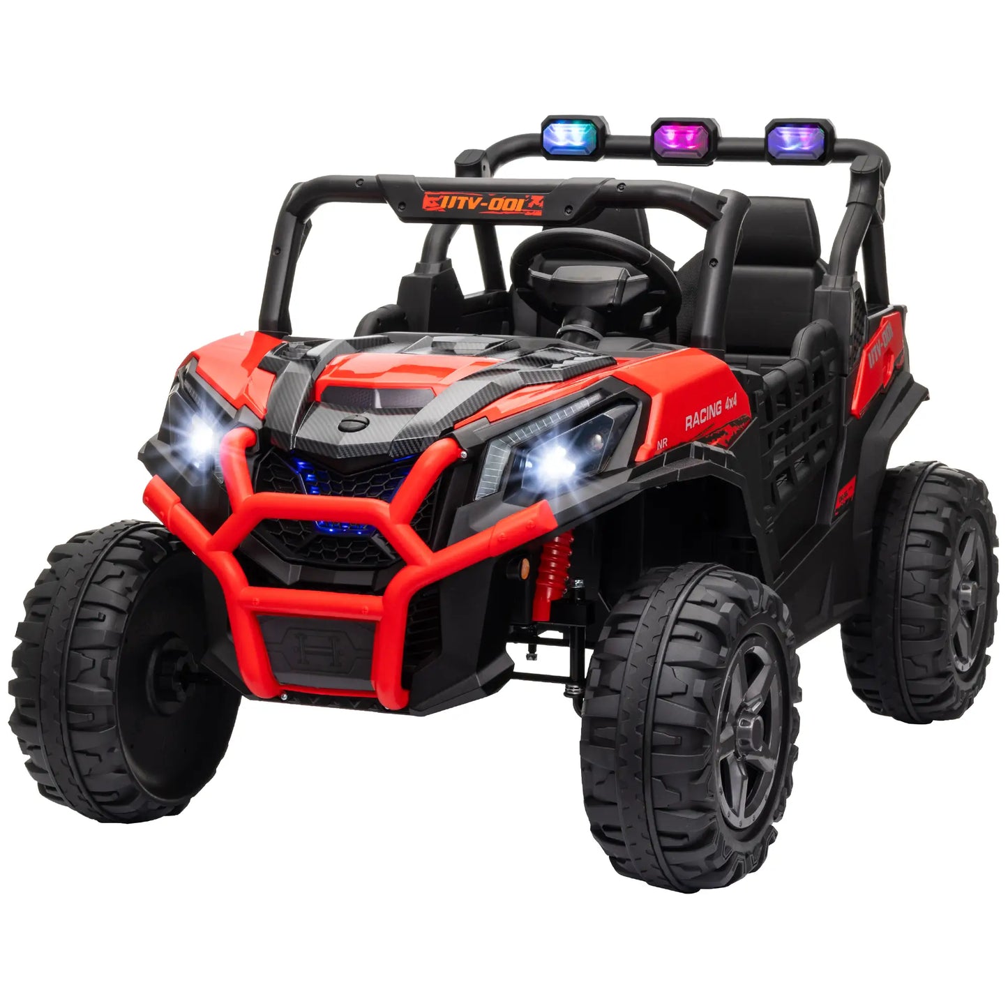 2 Seater 24V Electric Car for Kids, Remote Control, 3 Speed, LED Lights, Red Electric Toy Cars Red at Gallery Canada