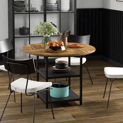 Round Kitchen Table, 39.4 Inch, Storage Shelves, Rustic Brown Bar Tables & Dining Tables at Gallery Canada