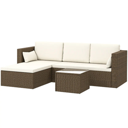 3Pc Rattan Patio Sofa Set W/ Coffee Table & Cushions Patio Furniture Sets White at Gallery Canada