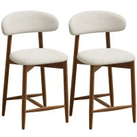 Bar Stools Set Of 2, Cream White, Curved Back Counter Height