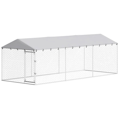 20' X 7.5' X 6.5' Dog Kennel Outdoor, Waterproof Cover, Silver Dog Kennels Silver at Gallery Canada