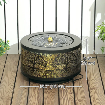 Outdoor Water Fountain with LED Lights, 10" Tall, Black Water Fountains at Gallery Canada