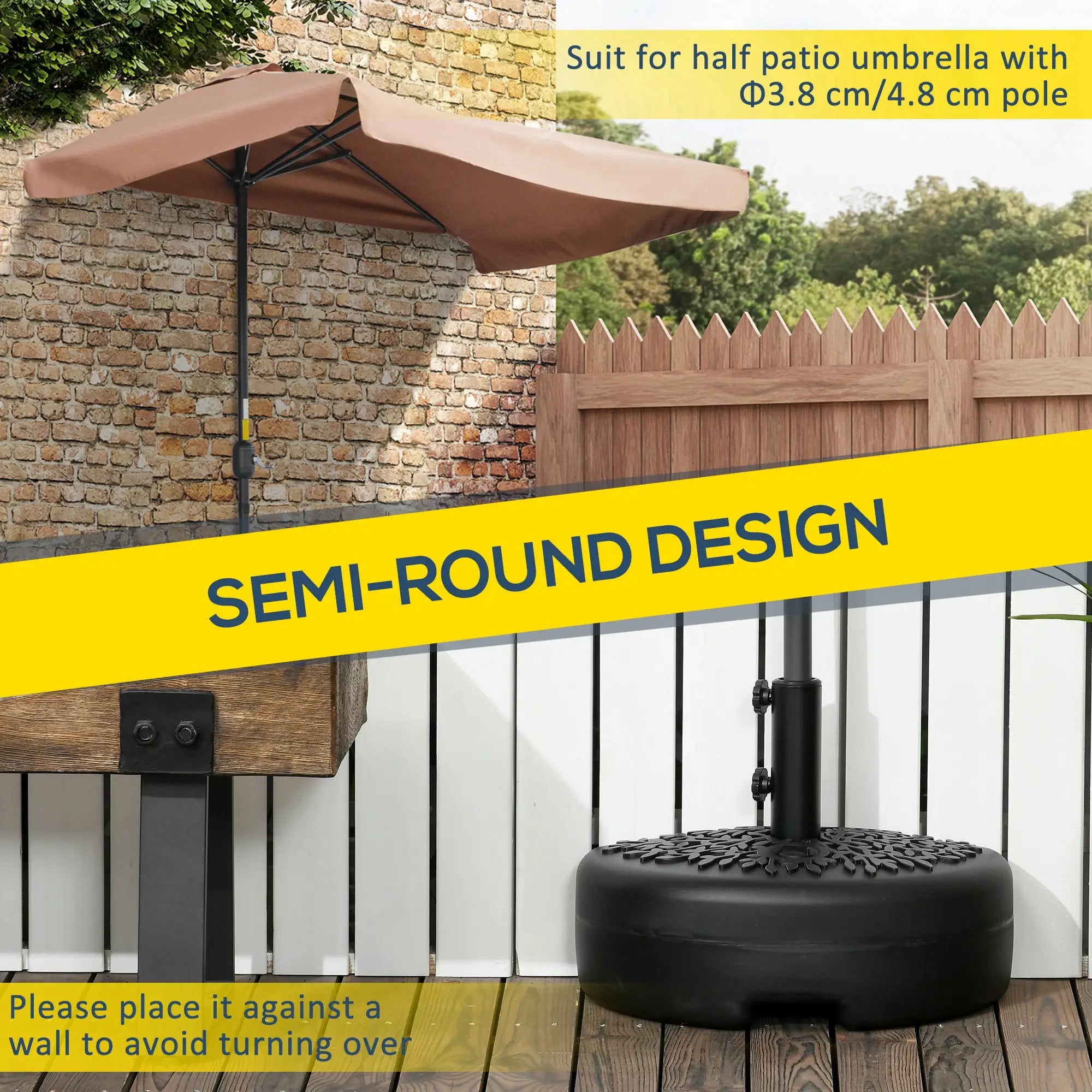 Half Round Umbrella Base, 40lb Water or 46lb Sand, Black Umbrella Bases at Gallery Canada