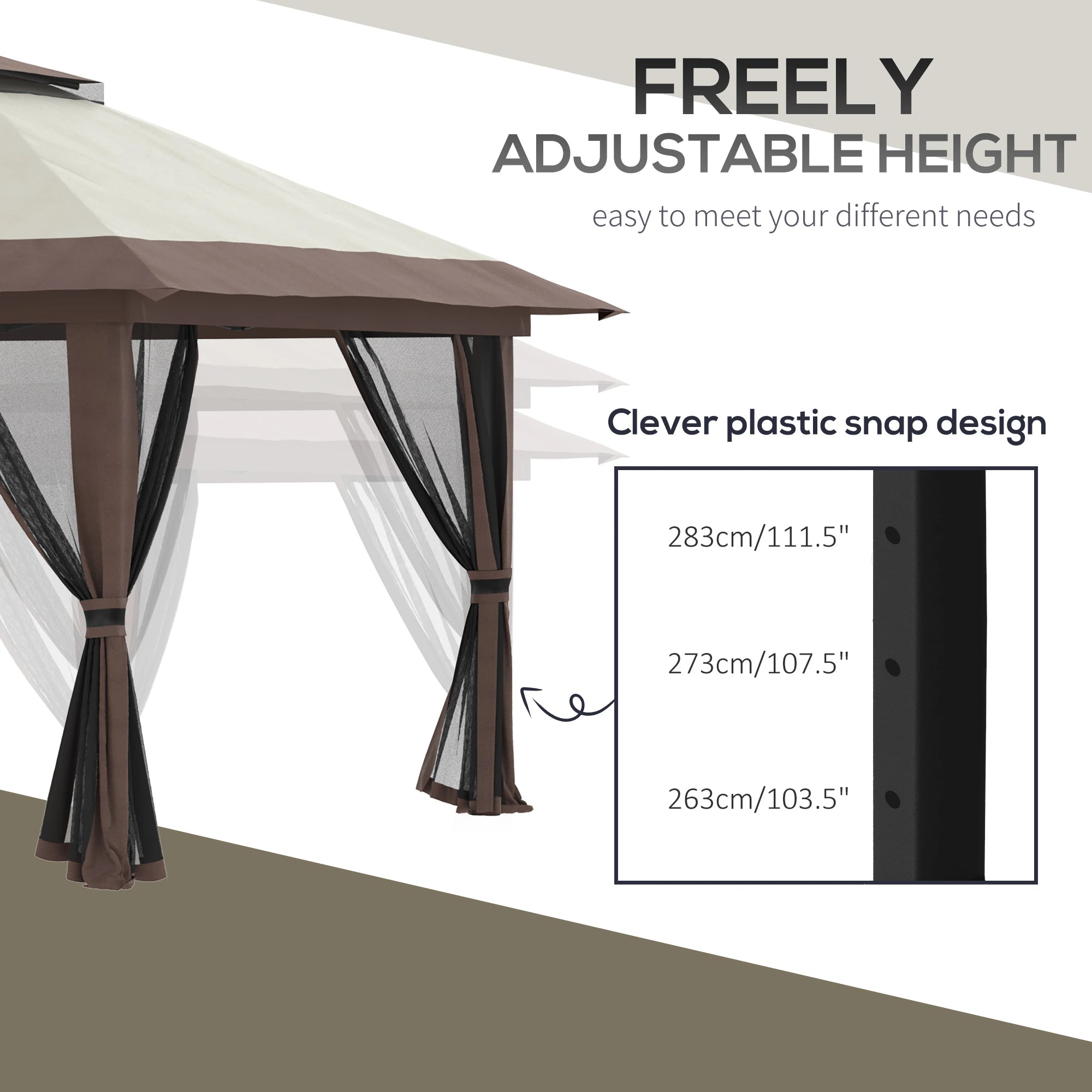13' x 13' Pop Up Canopy, 2-Tier Roof Tent with Net, Beige Pop Up Canopies at Gallery Canada