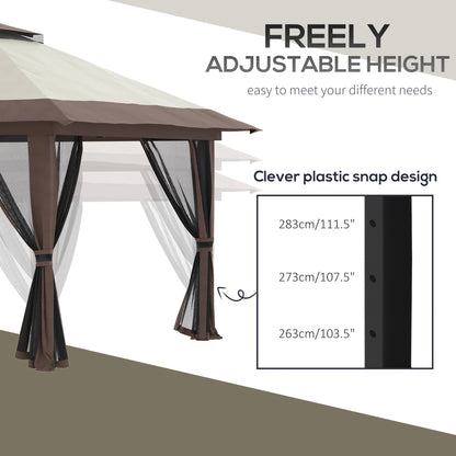 13' x 13' Pop Up Canopy, 2-Tier Roof Tent with Net, Beige Pop Up Canopies at Gallery Canada