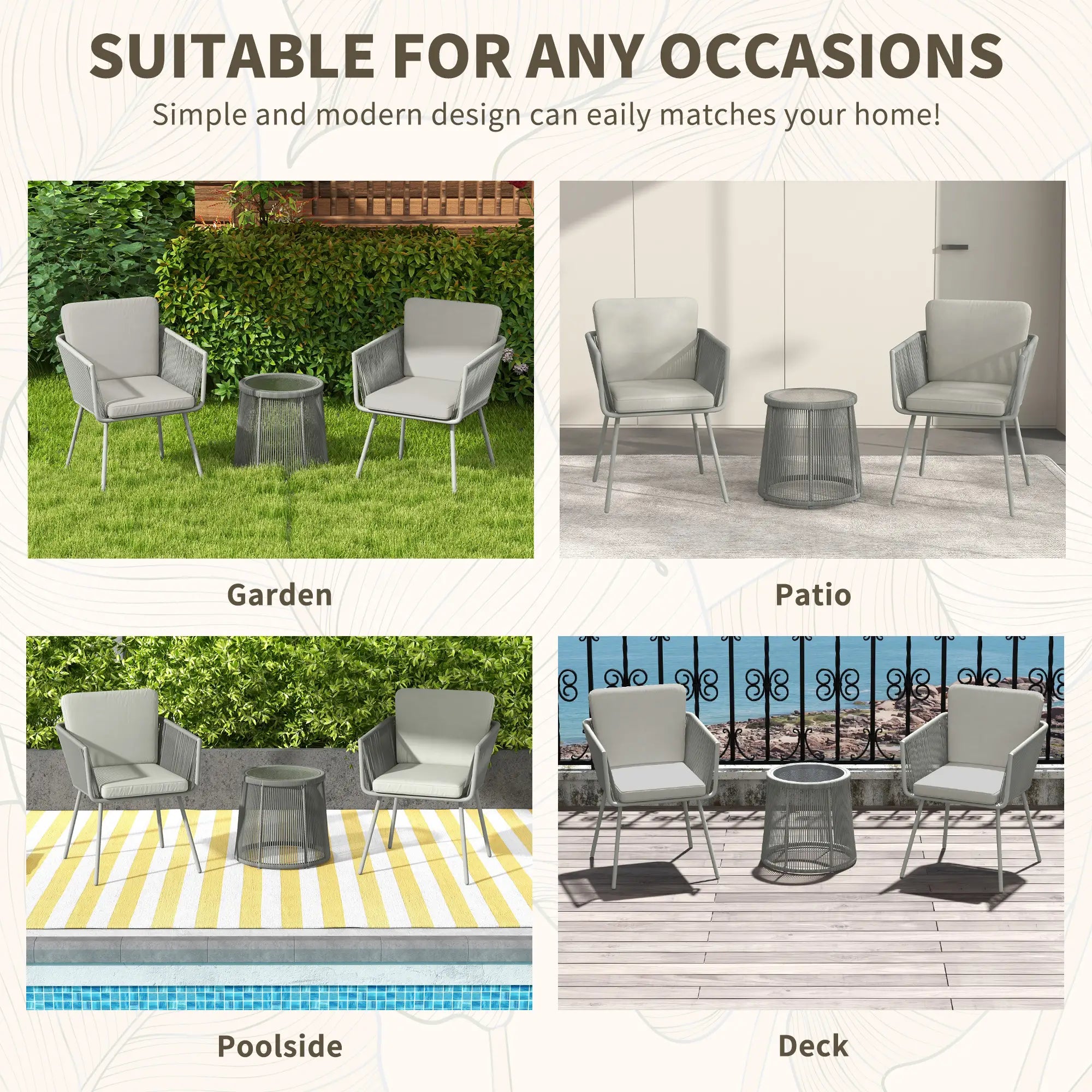 3 Piece Outdoor Bistro Set, Wicker Rattan Furniture, Light Grey Bistro Sets at Gallery Canada