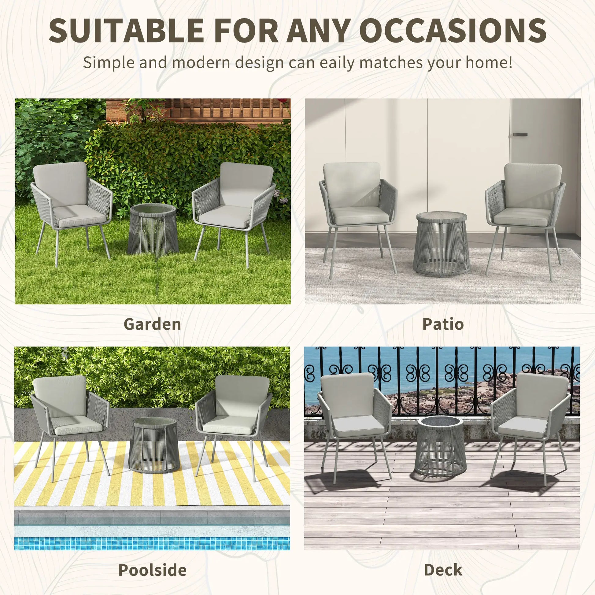 3 Piece Outdoor Bistro Set, Wicker Rattan Furniture, Light Grey Bistro Sets at Gallery Canada
