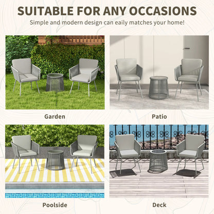 3 Piece Outdoor Bistro Set, Wicker Rattan Furniture, Light Grey Bistro Sets at Gallery Canada