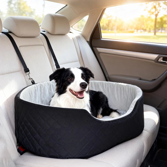 Dog Car Seat for Small Medium Pets, Detachable Washable Pet Bed with Cushion and Safety Belt, Black Elevated Dog Beds Black, Grey at Gallery Canada